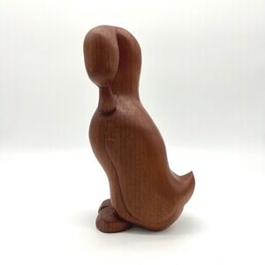 Vintage Redwood Carved Figurine Modernist Sculpture Art Signed Mid Century Decor